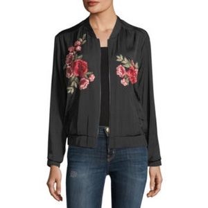 Vince Camuto Embroidered satin bomber jacket